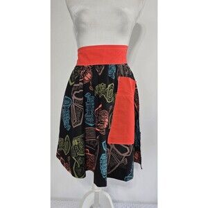 Vintage Half Apron Handmade Jazz Instruments Atomic Print Mid Century Mod MCM